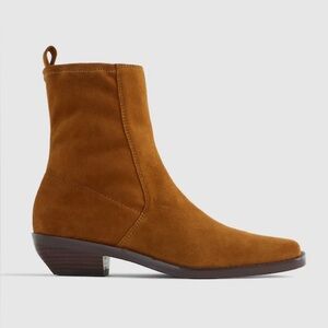 Madewell The Idris Ankle Boot Suede in Russet Brown Size 9.5